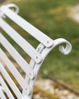 Close-Up of Backrest on Cream “Chatham" One Seater Park Bench