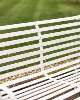 Close-Up of Cream Finish on Cream “Chatham" Two Seater Park Bench Close-Up of Cream Finish on Cream “Chatham" Two Seater Park Bench