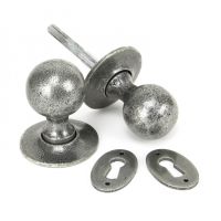 "Clarendon" Pewter Ball Mortice or Rim Knob Set with Escutcheons "Clarendon" Pewter Ball Mortice or Rim Knob Set with Escutcheons