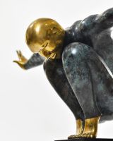 "Continuum" Cast Brass Home Sculpture close up of face