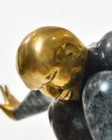 "Continuum" Cast Brass Home Sculpture close up of facial expression
