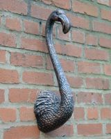 "Coral" Flamingo Wall Art in Cast Aluminium - Bronze & Copper on brick wall