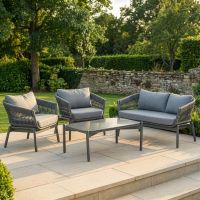 "Corda Grigio" Woven Rope Anthracite Grey Garden Lounge Furniture Set Digital Illustration "Corda Grigio" Woven Rope Anthracite Grey Garden Lounge Furniture Set Digital Illustration