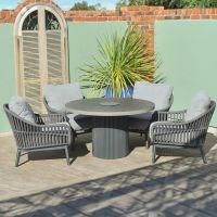 "Corda Grigio" Woven Rope Four Seater Table & Chairs Set