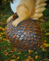 "Dash" the Handpainted Fibreglass Squirrel Garden Sculpture close up of base