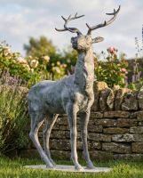 "Delksin" Lead Finished Cast Iron Stag Sculpture - Facing Right digital illustration