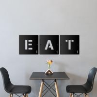 "EAT" Black Scrabble Square Letters in the Dining Room "EAT" Black Scrabble Square Letters in the Dining Room