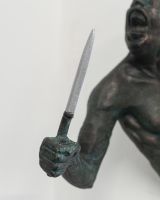 "Edge" Cast Aluminium Wall Art in Verdigris Finish close up of blade