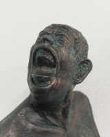 "Edge" Cast Aluminium Wall Art in Verdigris Finish close up of face