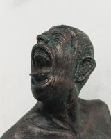 "Edge" Cast Aluminium Wall Art in Verdigris Finish close up of head