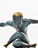 "Elevation" Cast Brass Sculpture close up of head