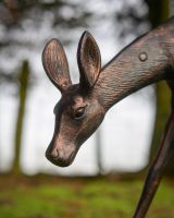 "Ember" the Cast Aluminium Grazing Doe Garden Sculpture facial detailing and fur "Ember" the Cast Aluminium Grazing Doe Garden Sculpture facial detailing and fur