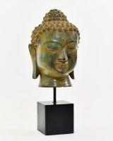 "Emerald Serenity" Buddha Head Ornament in Cast Brass 