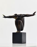 "Equilibrium" Cast Brass Interior Sculpture facing right