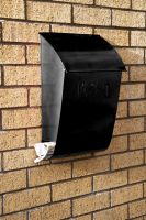 Evening Hush Berkley post box with newspaper holder finished in black Evening Hush Berkley post box with newspaper holder finished in black