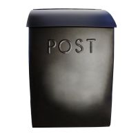 Evening Hush Berkley post box with newspaper holder finished in black Evening Hush Berkley post box with newspaper holder finished in black