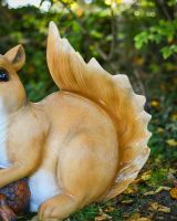 "Fidget" the Handpainted Fibreglass Squirrel Garden Sculpture close up of tail