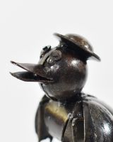 "Flap" Injured Duck Scrap Metal Sculpture close up of head