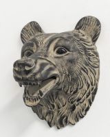 "Flint" the Bear Cast Aluminium Wall Art angled view of bear