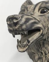 "Flint" the Bear Cast Aluminium Wall Art close up of mouth