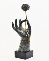"Floral Offering" Hand Sculpture in Cast Brass