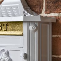 Close-up of the white Finish on the Post Box Close-up of the white Finish on the Post Box