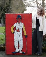 "Golden Age Tramp" Oil Drum Scrap Metal Wall Art