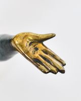 "Golden Offering" Cast Brass Sculpture close up of hand