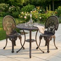 "Hamptons" Copper Two Seater Garden Table & Chair Set digital illustration dressed table