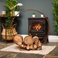 “Harewood Park” Contemporary Wrought Iron Log Holder in Situ Next to the Fireplace “Harewood Park” Contemporary Wrought Iron Log Holder in Situ Next to the Fireplace