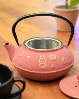 "Haru" Cast Iron Japanese Style Teapot in Rose and Gold with Lid Off "Haru" Cast Iron Japanese Style Teapot in Rose and Gold with Lid Off