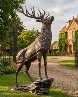 "Highland Prince" Stag on Rock Sculpture