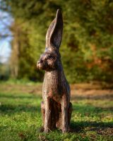 "Hunter" the Hare Cast Aluminium Garden Sculpture - Bronze and Copper side view of sculpture