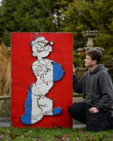 "Iron Armed Sailor" Oil Drum Scrap Metal Wall Art