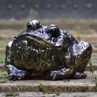 Antique Bronze Bull Frog Sculpture