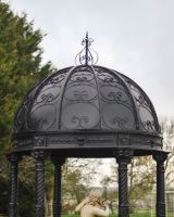 "Lady Christina" Deluxe Scrollwork Wrought Iron Gazebo Powder Coated in Midnight Black image of scroll work on dome