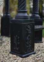 "Lady Christina" Deluxe Scrollwork Wrought Iron Gazebo Powder Coated in Midnight Black close up of pillar base detailing