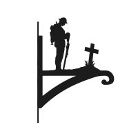 "Lest We Forget" Soldier Hanging Basket Bracket on White Background