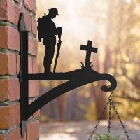 Hanging Basket Bracket with "Lest We Forget" Soldier Topper