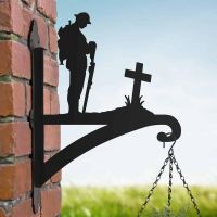 "Lest We Forget" Soldier Hanging Basket Bracket in Situ