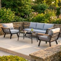 "Linea Nera" Black Garden Lounge Furniture Set Digital Illustration Dressed Table