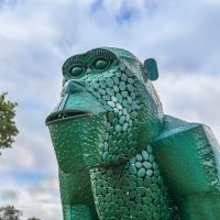 Close-Up of Green “Lord Greystoke” Stunning Silverback Gorilla Sculpture
