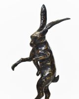 "March Meadow Hare" Cast brass Hare Sculpture close up of head