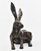 "Meadow Matriarch" Cast Brass Sitting Hare Sculpture