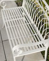 ‘Monet’ Two Seater Wrought Iron Garden Bench hingh angle image showing slaated support
