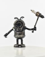 ‘Nuts’ Upcycled Metal Monster full view of front on of sculpture ‘Nuts’ Upcycled Metal Monster full view of front on of sculpture