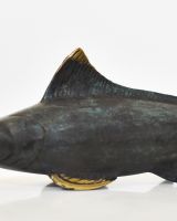 "Oceanic Cavalier" Marlin Ornament in Cast Brass close up of body