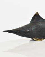 "Oceanic Cavalier" Marlin Ornament in Cast Brass close up of head