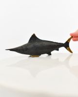 "Oceanic Cavalier" Marlin Ornament in Cast Brass with hand in shot for scale