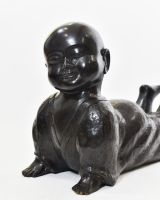 "Peaceful Cobra" Monk Yoga Ornament in Cast Brass close up of head